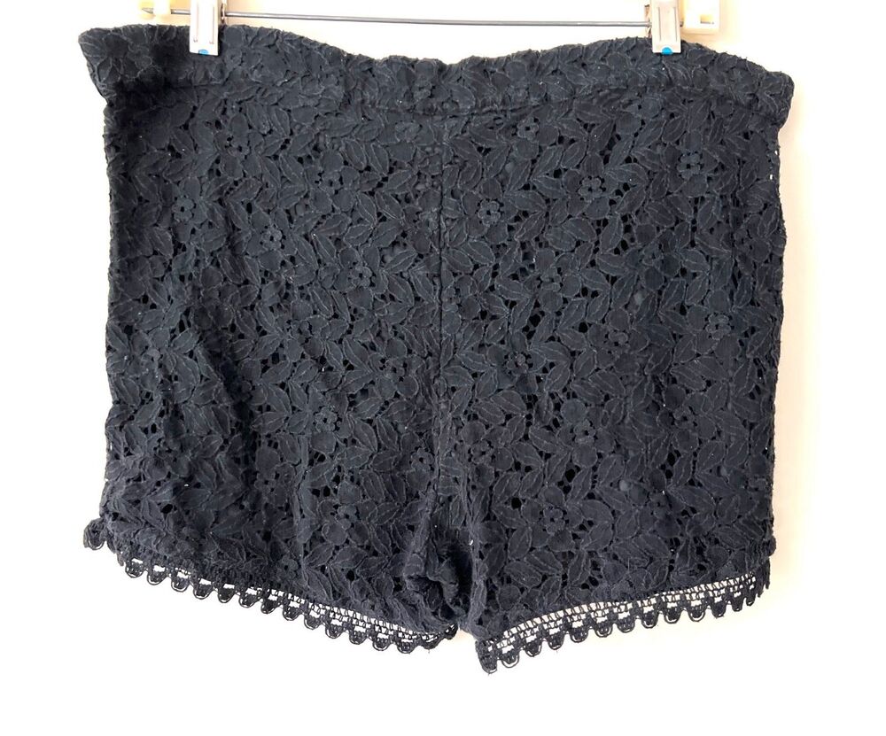 Womens Black Lace over Cotton Shorts by H&M sz Small - Picture 2 of 4